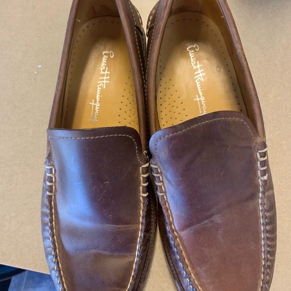 Brown Leather Loafers Ernest Hemingway men’s brown slip on shoes - Picture 3 of 4